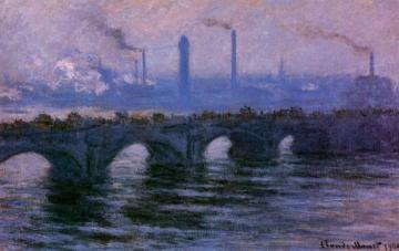 Waterloo Bridge, Overcast Weather Artwork by Claude Oscar Monet