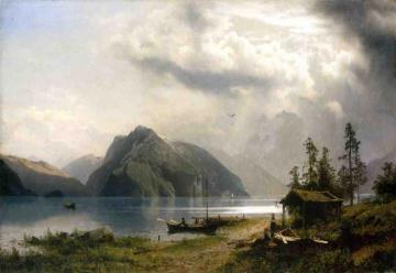 Landscape with Lake and Mountains Artwork by Herman Herzog