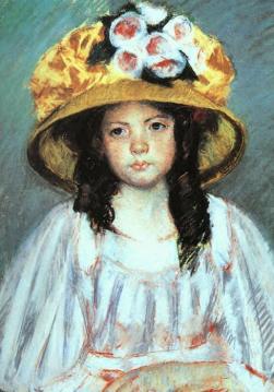 Girl in a Large Hat Artwork by Mary Cassatt