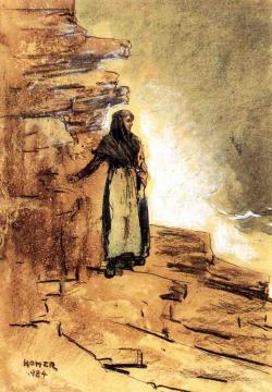 On the Cliff, Prout's Neck Artwork by Winslow Homer