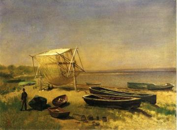 Fishing Station, Watch Hill Artwork by Albert Bierstadt