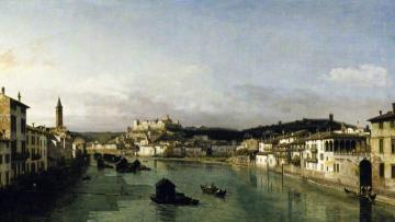 View of Verona from the Ponte Nuovo Artwork by Bernardo Bellotto