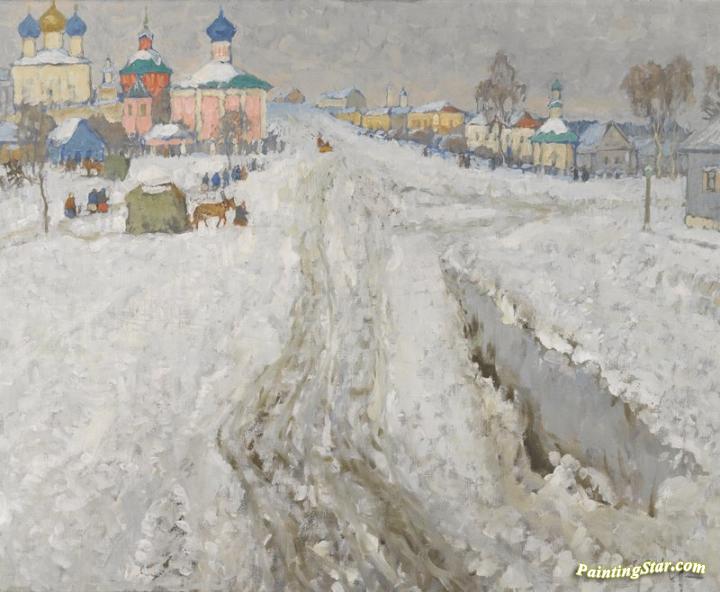 A Russian Town Under the Snow Artwork by Konstantin Gorbatov