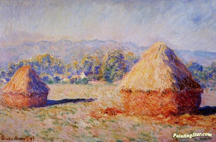 Grainstacks in the Sunlight, Morning Effect Artwork by Claude Oscar Monet