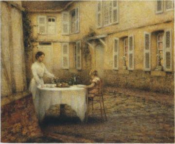 Dinner in the Garden Artwork by Henri Le Sidaner