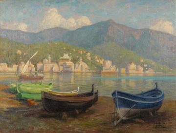 Harbour scene from Rapallo Artwork by Paul Gustave Fischer