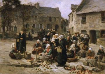 Apple Market, Landerneau, Brittany Artwork by Leon Augustin Lhermitte