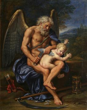 Time Clipping Cupid's Wings Artwork by Pierre Mignard