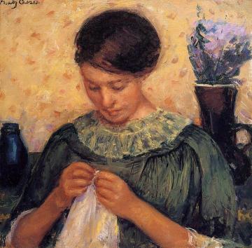 Woman Sewing Artwork by Mary Cassatt