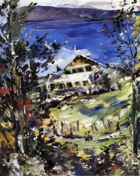The Walchensee, Country House with Washing on the Line Artwork by Lovis Corinth