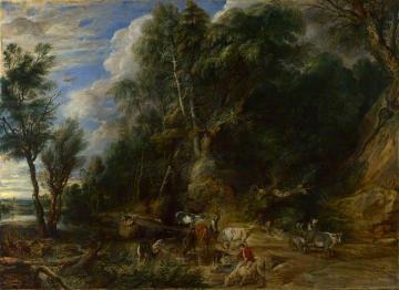 Peasants with Cattle by a Stream in a Woody Landscape Artwork by Peter Paul Rubens