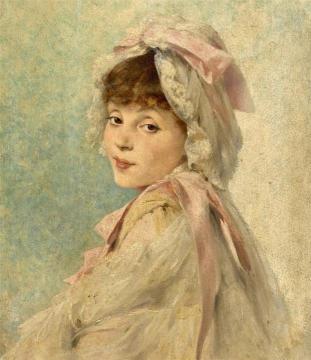 Portrait of Gabrielle Réjane as a Young Actress Artwork by William Henry Margetson