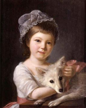 Young Girl With A Dog Artwork by Nathaniel Hone