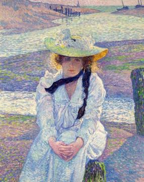 Young Woman on the Sandy Shore Artwork by Theo van Rysselberghe