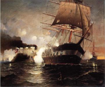 Sinking Of The "cumberland" By The "merrimack" Artwork by Edward Moran