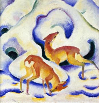 Deer in the Snow II Artwork by Franz Marc