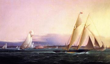 Schooner "Resolute" Leading the Fleet Around Castle Garden Artwork by James E. Buttersworth