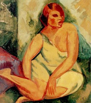 Seated Girl Artwork by Hermann Max Pechstein