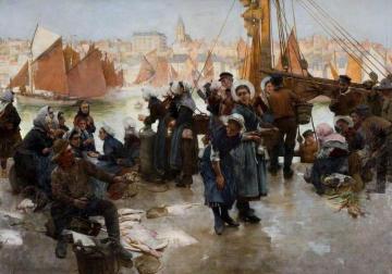 The Departure Of The Fishing Fleet, Boulogne Artwork by Albert Chevallier Tayler
