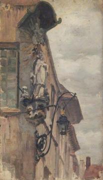 Sketch of a Religious Statue on a Building Exterior (Northern Europe) Artwork by Sir George Clausen