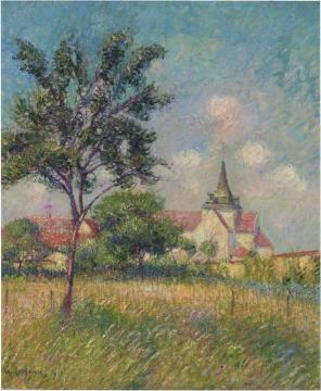 Village Church by the Fields at Ble Artwork by Gustave Loiseau