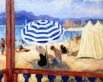 Cannes, Blue Parasol and Tents Artwork by Henri Lebasque