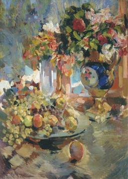 Still-life with a Blue Vase Artwork by Constantin Alexeevich Korovin