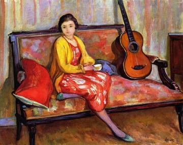 Nono and a guitar Artwork by Henri Lebasque