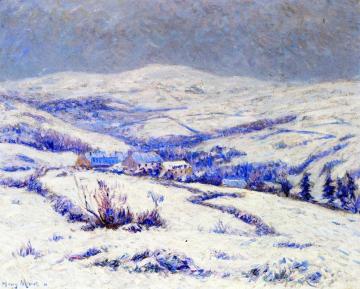 Les Monts d'Arrée sous la niege Artwork by Henry Moret