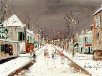 Street In Villejuif In The Snow Artwork by Maurice Utrillo