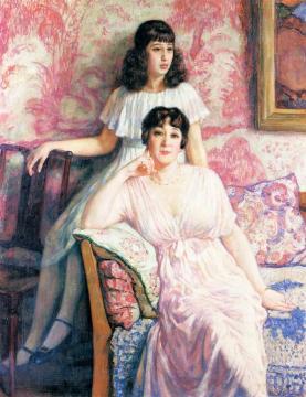 Portrait of Madame Boivin and Her Daughter Pierrette Artwork by Theo van Rysselberghe