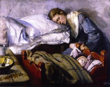 Sleeping Mother Artwork by Christian Krohg