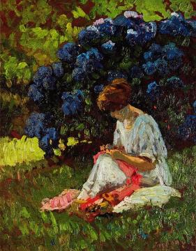 The Artist's Wife at Work Artwork by Luigi Comoli