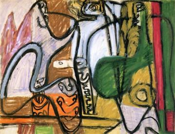 Woman With Candle And Two Figures Artwork by Charles Edouard Jeanneret