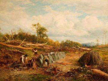 Stacking the Oak Fence Artwork by David Bates