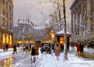 Place de la Madeleine in Winter Artwork by Edouard Léon Cortes