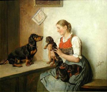 Dachshund Puppies Artwork by Adolf Eberle