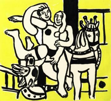 Acrobat With Parrot On A Yellow Background Artwork by Fernand Léger