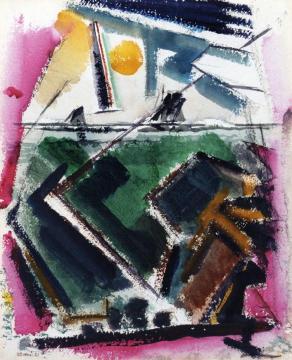 Boat with Sun, Deer Isle, Maine Artwork by John Marin