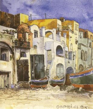Capri, Harbor Artwork by Bartle Kleber