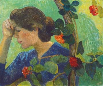 Girl Between Flowers And Leaves Artwork by Aristide Maillol