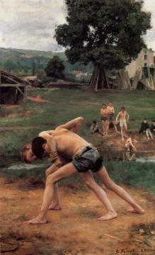 Wrestling Artwork by Émile Friant