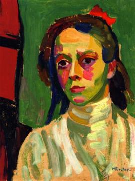 Girl With Red Bow Artwork by Gabriele Münter