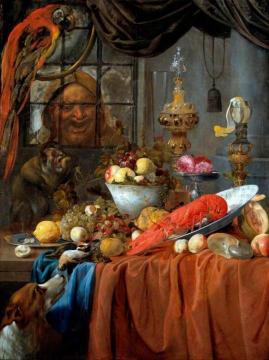 Still Life With Fruit, Lobster And Silver Vessels Artwork by Willem van Aelst