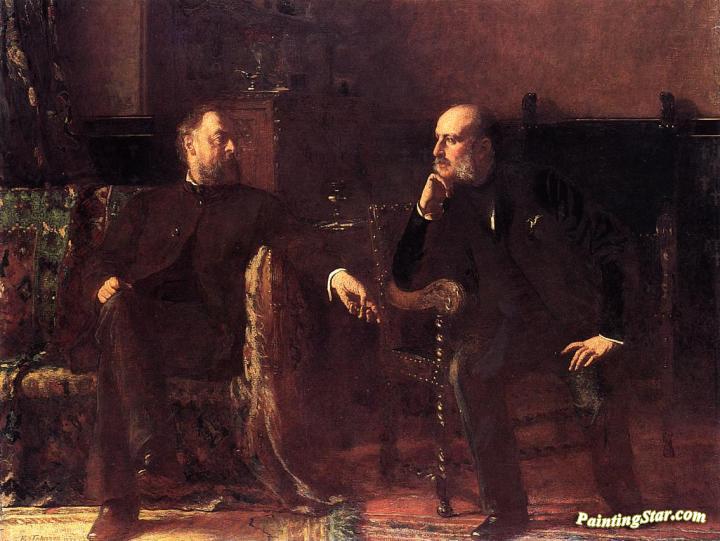 The Funding Bill - Portrait of Two Men Artwork by Eastman Johnson