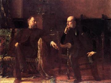 The Funding Bill - Portrait of Two Men Artwork by Eastman Johnson