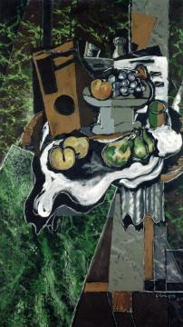 Fruit on Tablecloth with Fruit Dish Artwork by Georges Braque