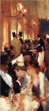 Au Cafe Artwork by Willard Leroy Metcalf