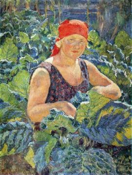 Girl on the tobacco plantation Artwork by Ilya Mashkov