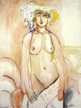 Antoinette with Feathered Hat, Nude Torso Standing Artwork by Henri Matisse